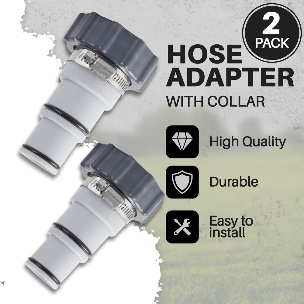 (2-Pack) Replacement Threaded to Clamp Style Hose Adapter for Intex Pool Sets wi