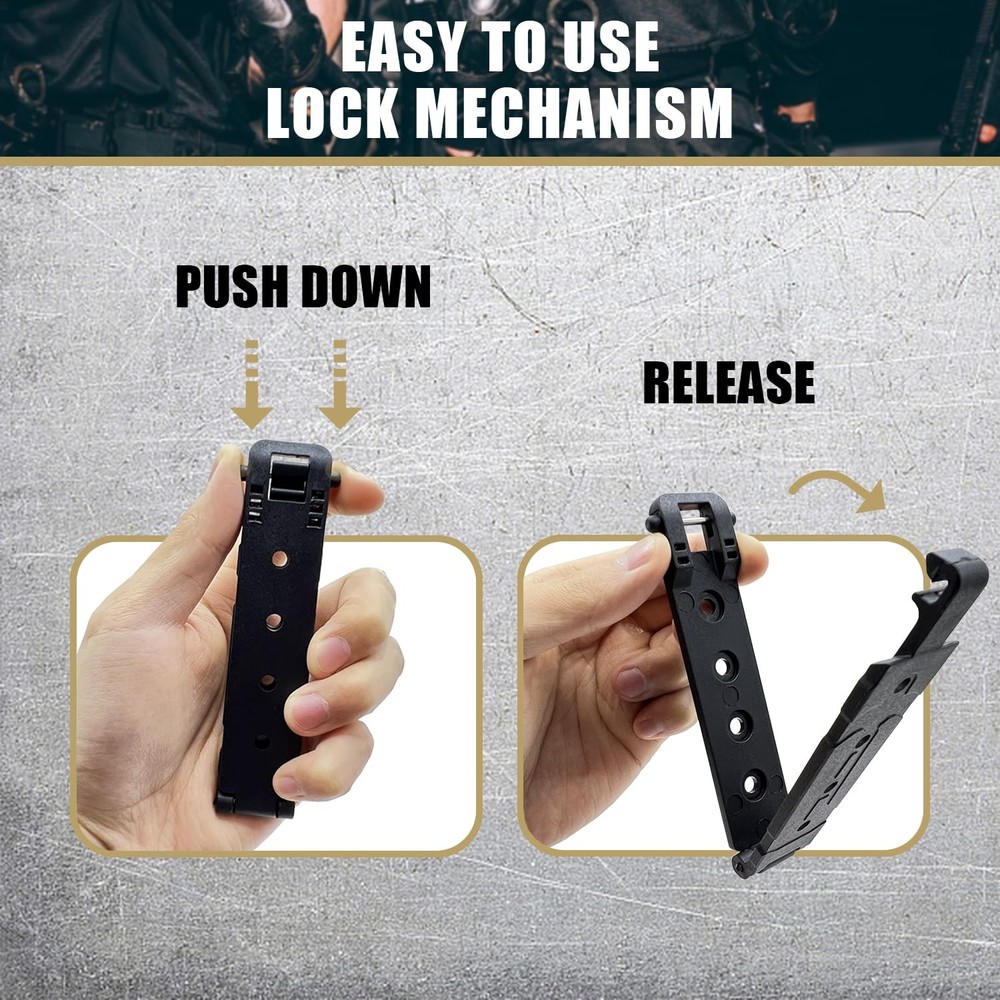 3" Molle Clips 4-Pack, Molle Attachment Clips with Mounting Hardware fo