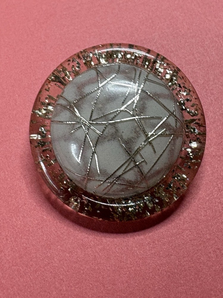Vintage Large Glitter Lucite Button, 1 1/4"