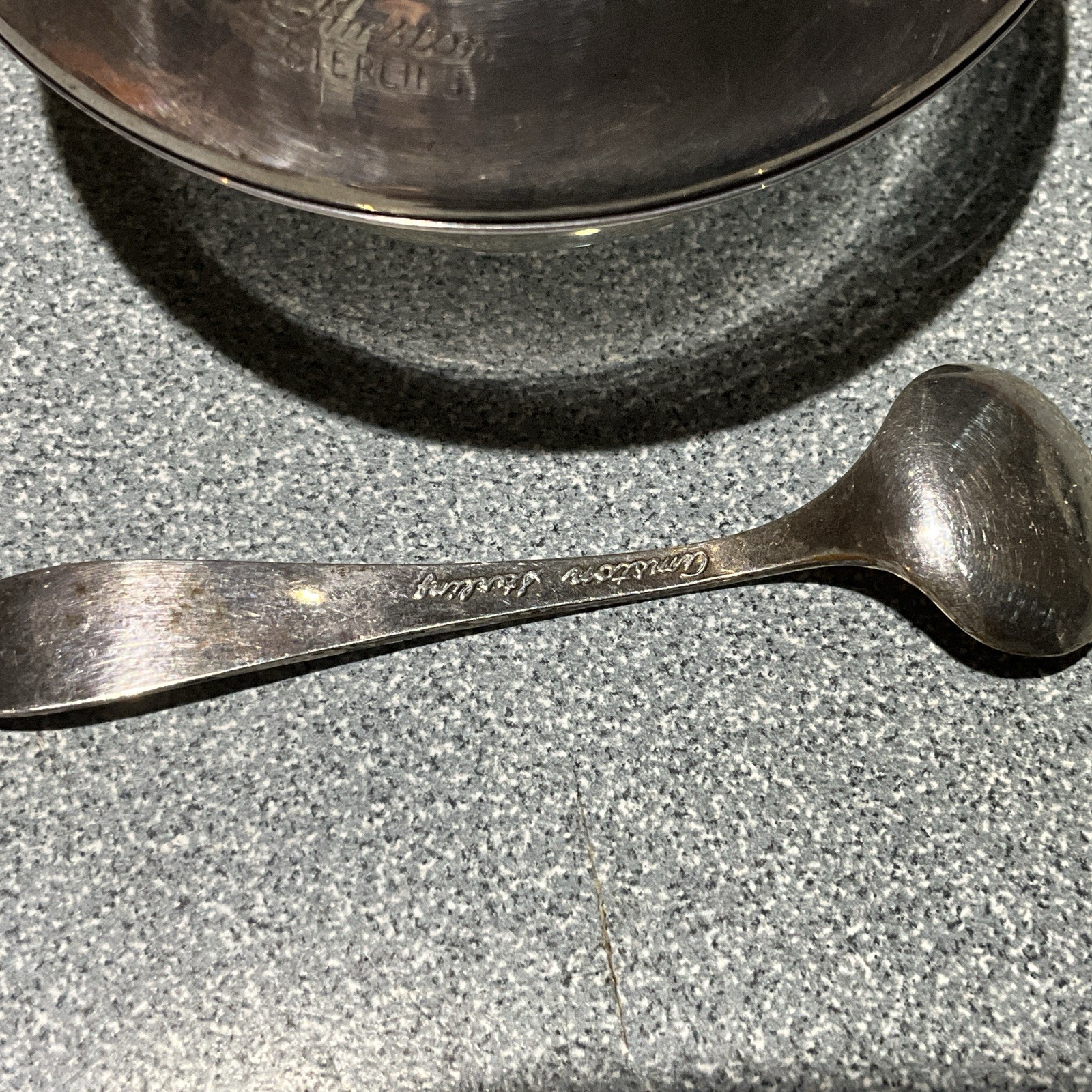 Vintage Amston Sterling Silver Salt Spices Cellar Glass Liner & Sterling spoon