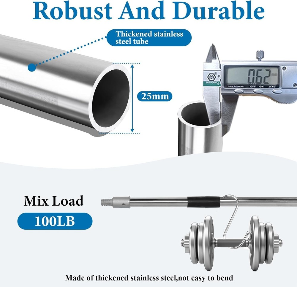 Adjustable 4ft to 12ft Paint Roller Extension Pole with 180-Degree Angle Adapter