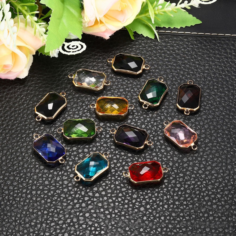 Birthstone Connector Link, 10Pcs Diamond Links Rectangle, Dark Blue
