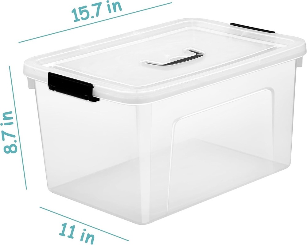 Durable Stackable Clear Storage Containers, 19 Quart, 6-Pack