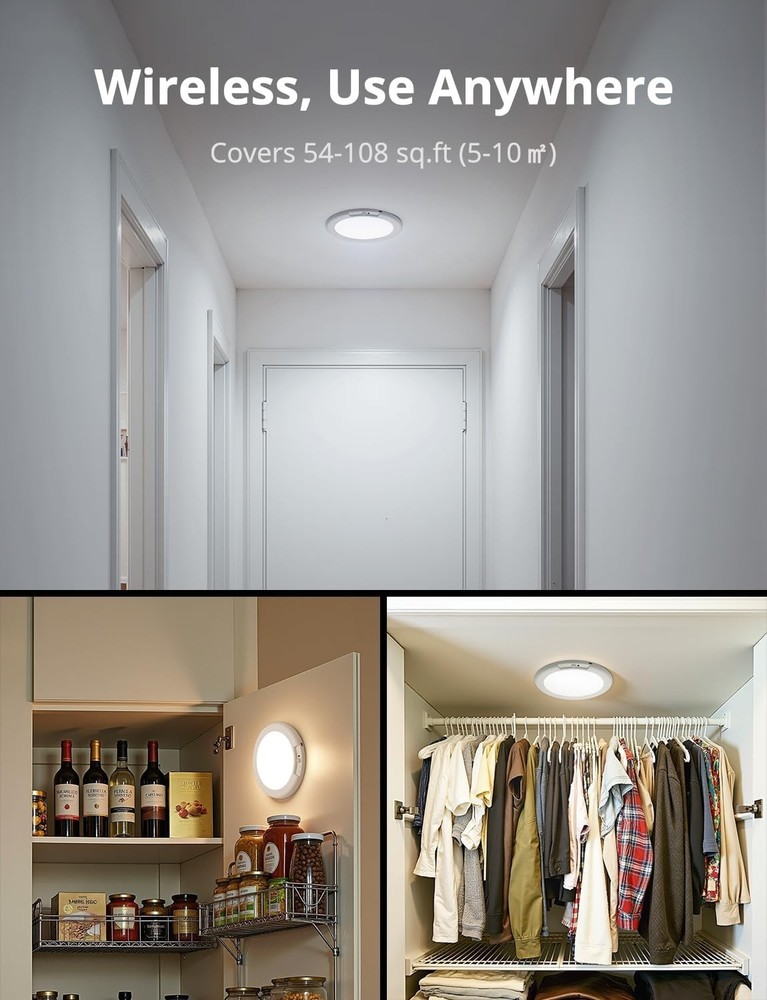 Battery Operated Shower Light Waterproof Inside, Rechargeable Motion Sensor s...