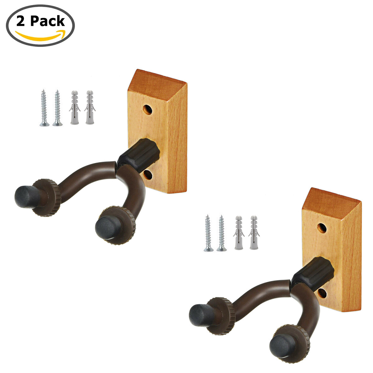 2 PCS Guitar Hangers Wall Mount Adjustable Arm Instrument Display Holder Wooden