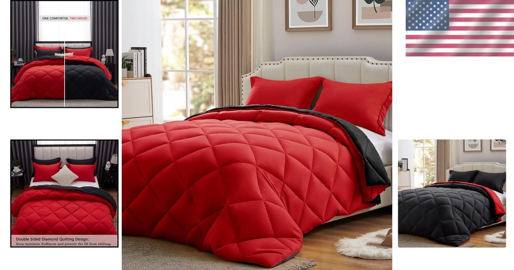 Luxurious Microfiber King Comforter Set - Reversible, Machine Washable Elegance