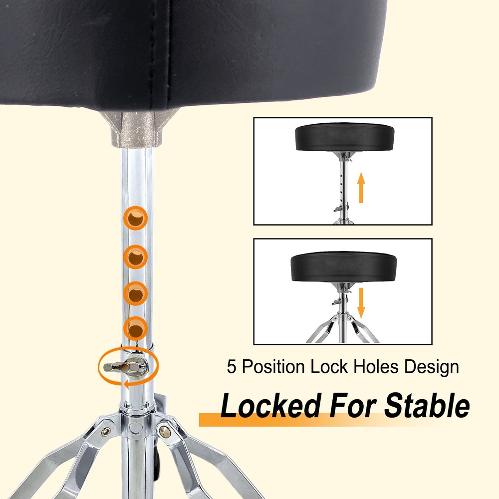 Saddle Drum Throne – Adjustable Height Drum Stool for Adults & Beginner Drummers