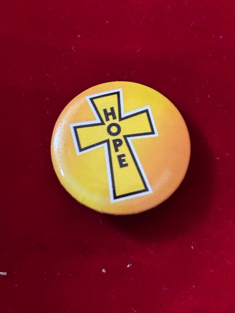 Yellow Gradient Cross HOPE Text Pinback Button 1"