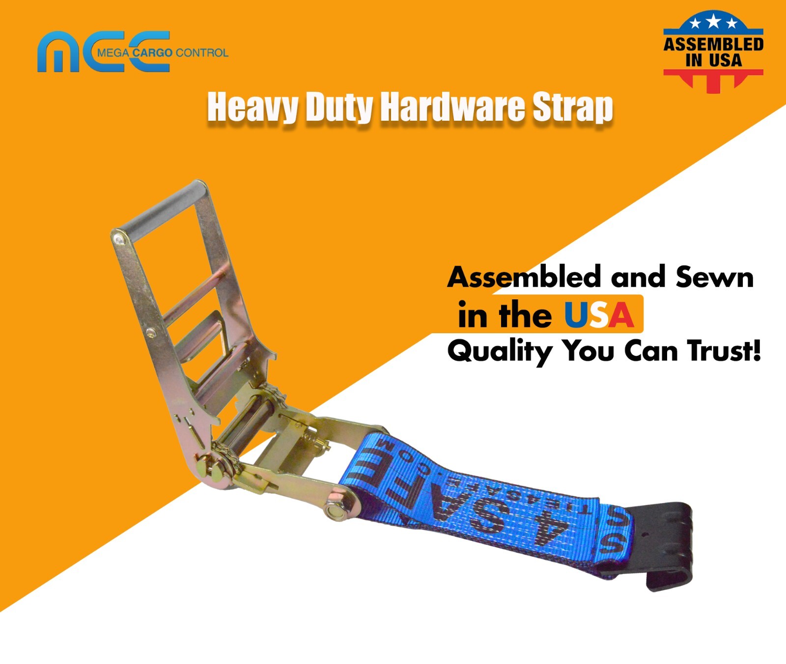 USA 3" & 4" Ratchet Tie Down Short Fixed End Strap w/Flat Hook for Flatbed Truck