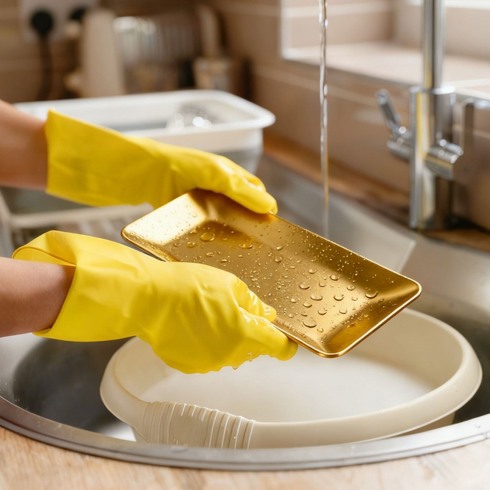 Decorative Tray, Glossy Serving Tray with Hammer Pattern, 5.9x3" Rose Gold