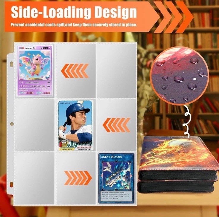 Baseball Card Binder with 900 Side Loading Pockets, Card Binder Album
