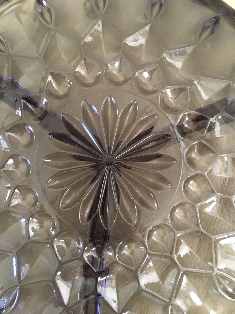 vintage Black Smoke crystal divided Dish