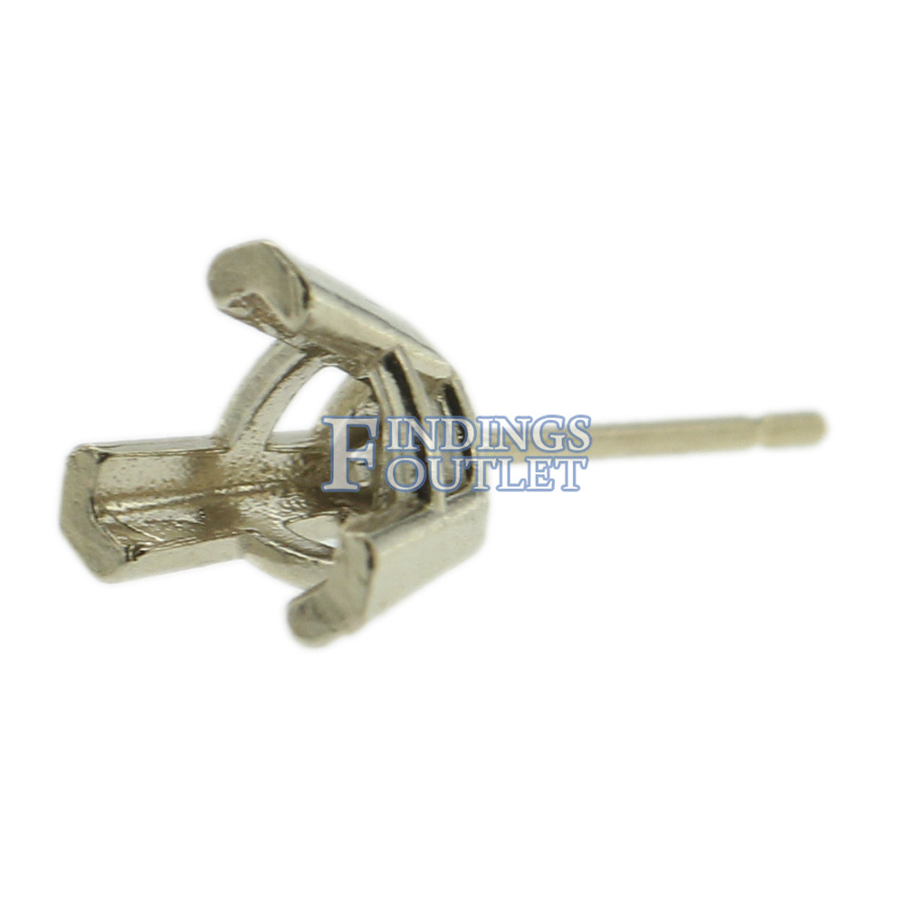 14k White Gold V-End Trillion Stud Earring Mounting Setting Push Back Post