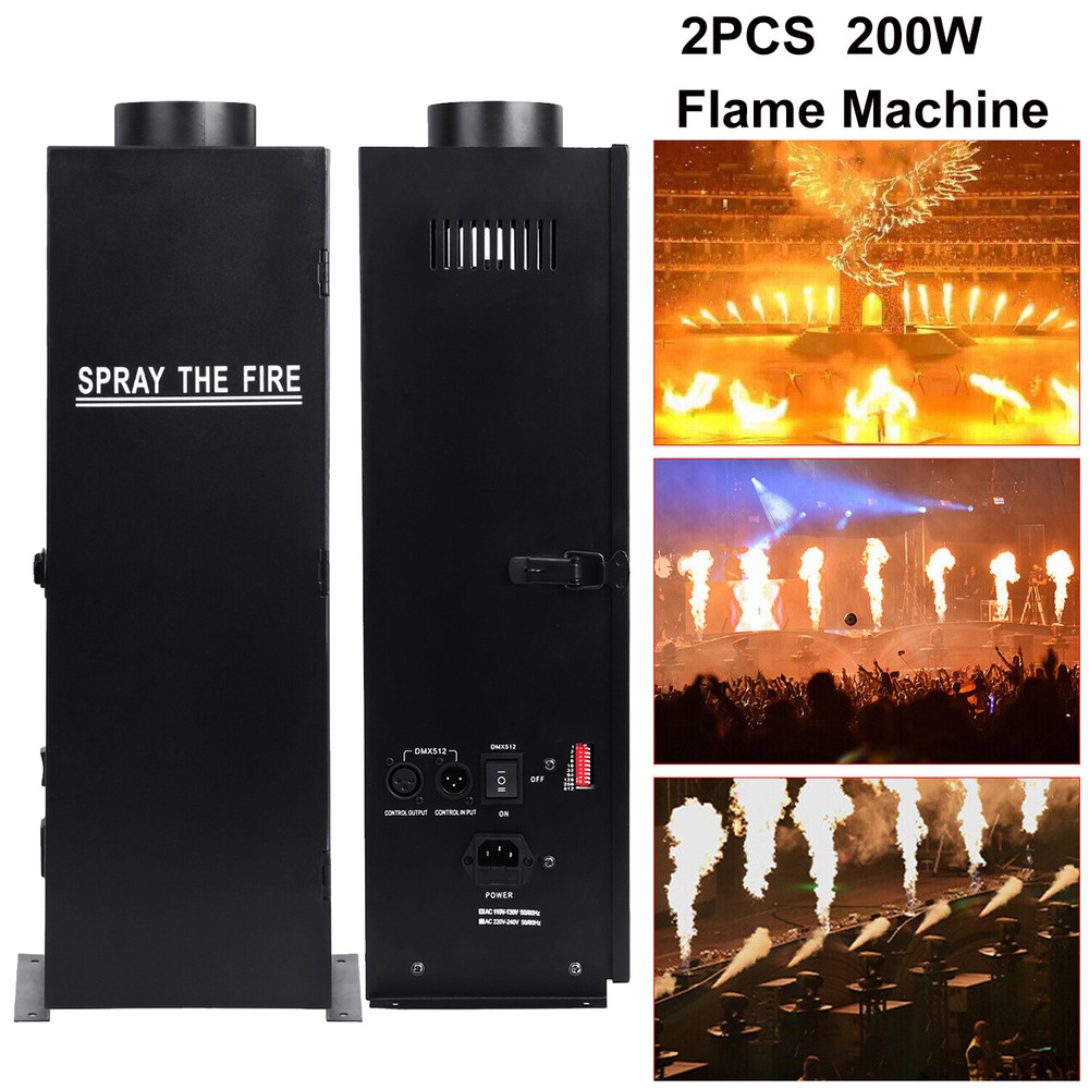 2Pcs DMX Fire Thrower Stage Flame Effect Projector Machine Disco Show Party 200W
