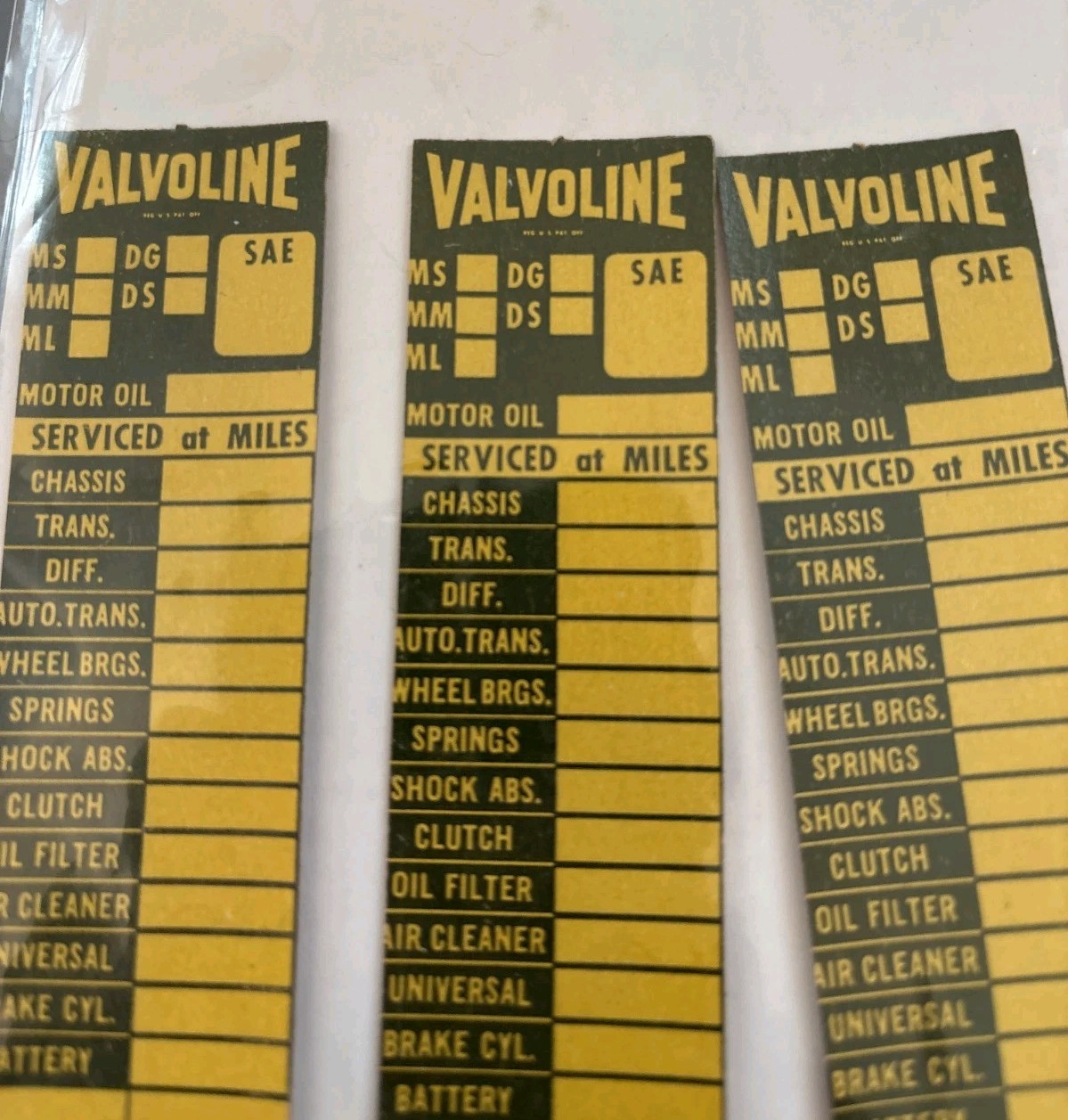 Vintage Valvoline Service Reminder Stickers Lot of 3 Oil Change Wallace Weidman