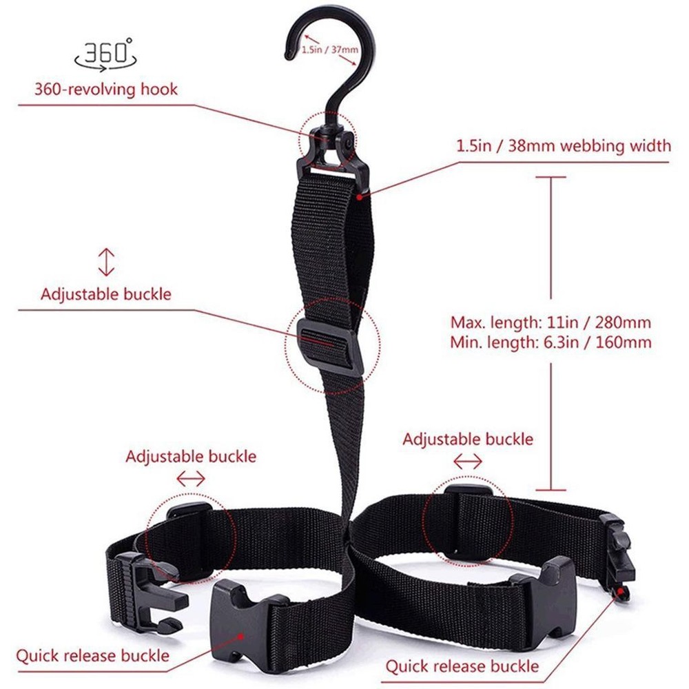 Fishing Wader Boot Hanger, with Adjustable Strap, with Swivel Hook for Storage