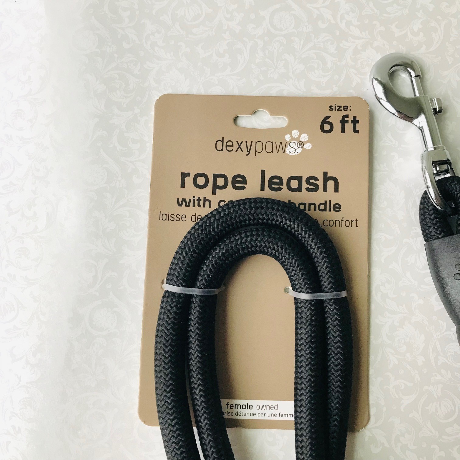 Dog Dexypaws rope leash Dog Leash w/ Comfort Handle 6 ft Black New