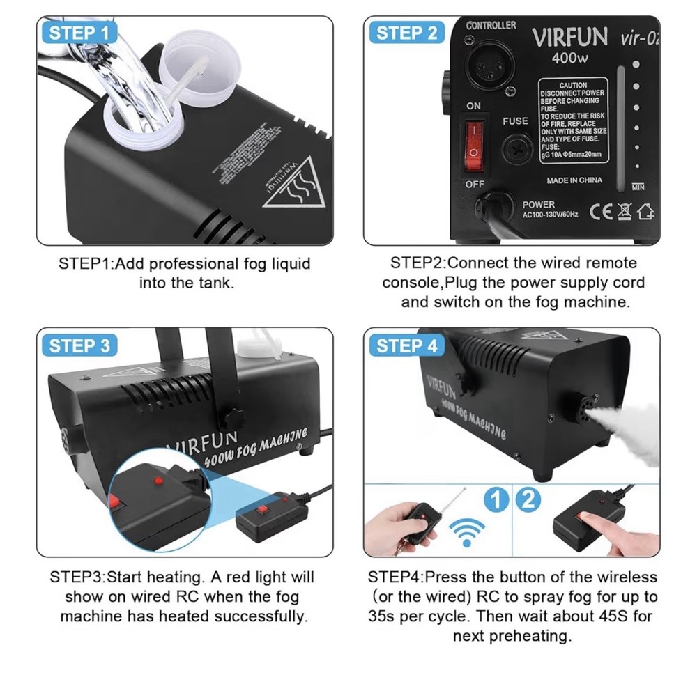 Fog Machine, Smoke Machine with Wireless&Wired Remote Control,400W