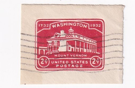 STAMP SCOTT U525 "Mount Vernon on White Paper" 2 CENT 1932 USED WAVE CANCEL - H