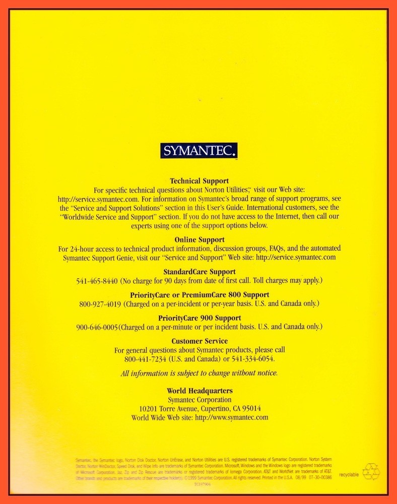 Norton Utilities 2000 - Version 4.5 - User's Guide - Brand New Condition - Nice