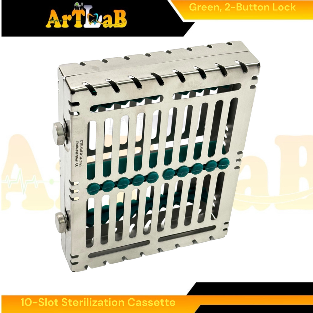 Autoclave Sterilization Boxes for 10 Instruments Each, Detachable, 2-Button (2PK