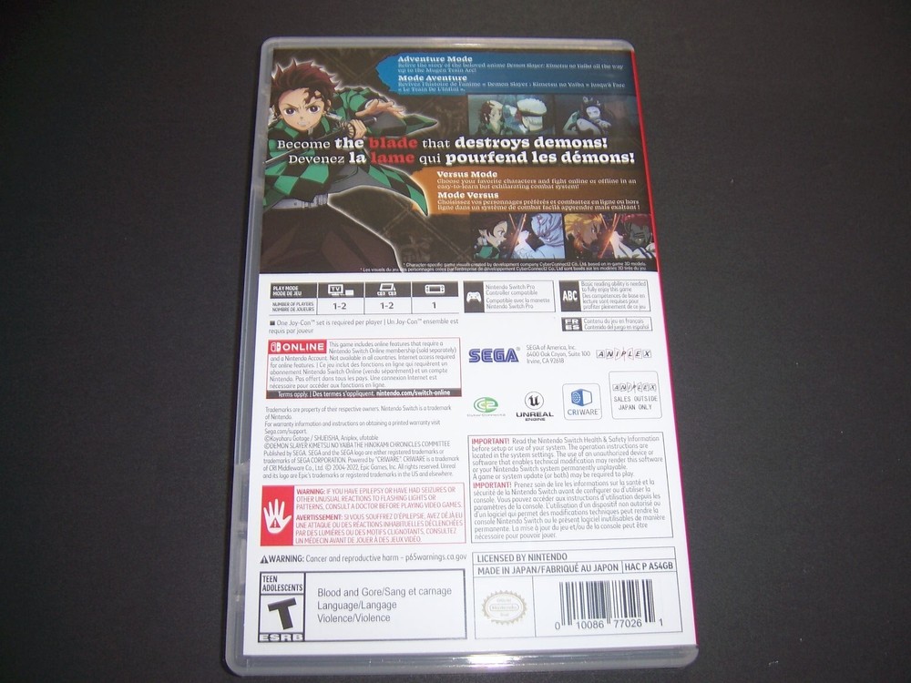 Authentic Case ONLY Replacement Nintendo Switch Demon Slayer Hinokami Chronicles