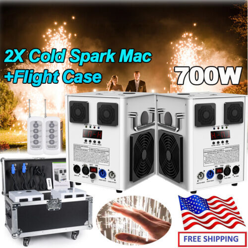 2PCS 700W Cold Spark Machine Firework Machine Stage Effect DJ Wedding DMX W/Case