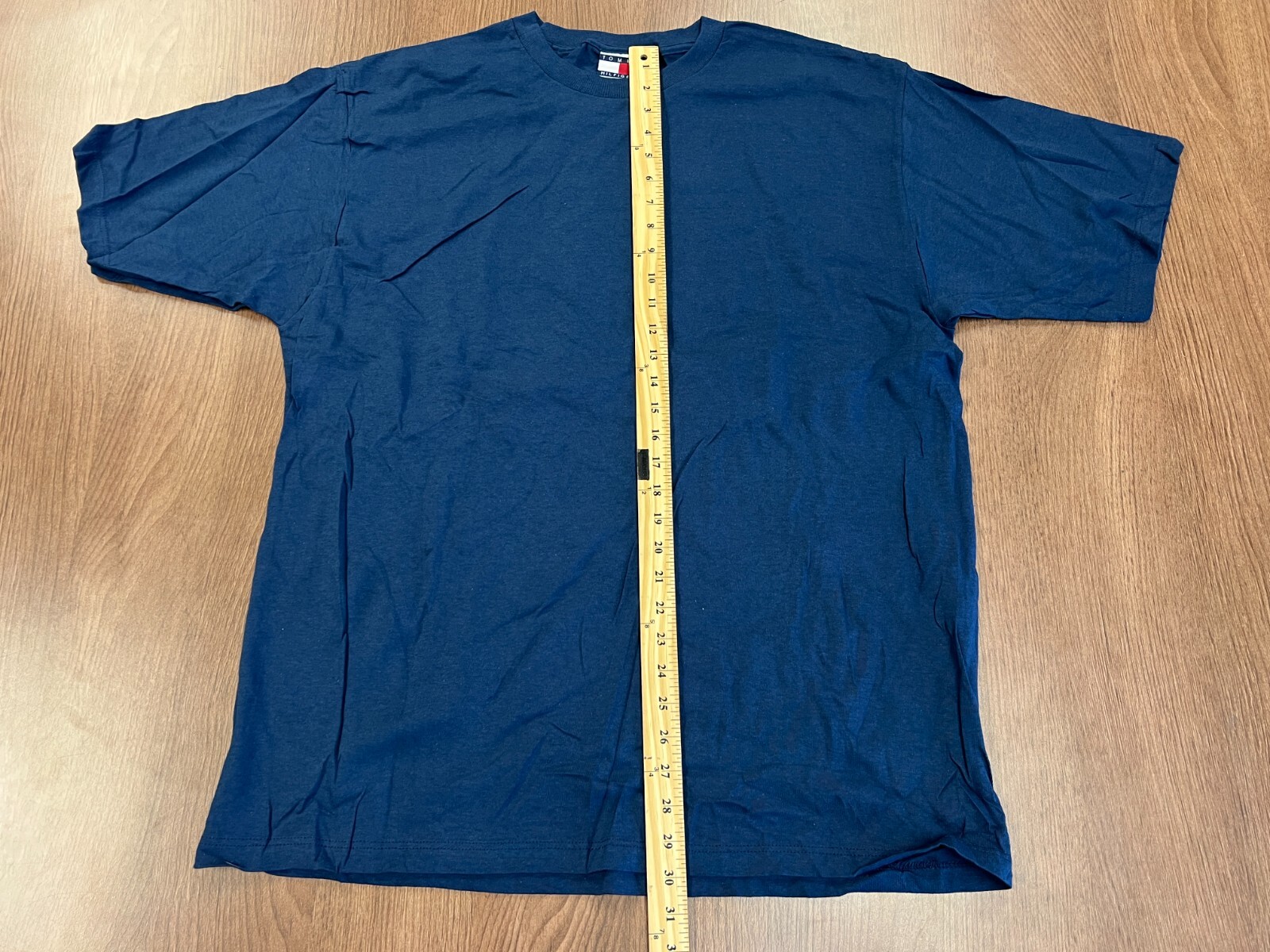 VINTAGE TOMMY HILFIGER BLANK T SHIRT L NAVY BLUE DEADSTOCK 90S TEE NOS NEW USA