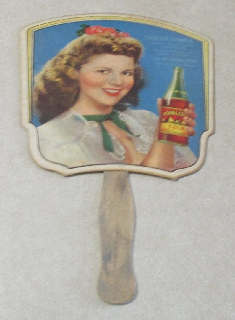 Shirley Temple Royal Crown Cola advertising hand held fan Reproduction EUC