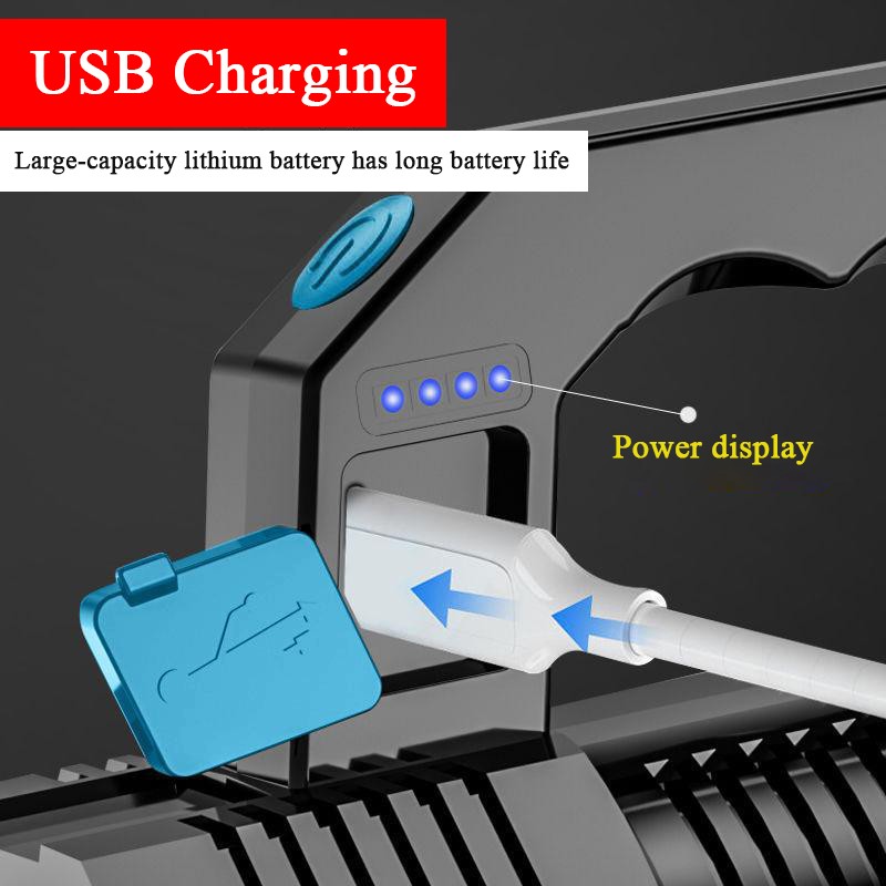 Powerful LED Flashlight Portable Searchlight USB Rechargeable Handheld Spotlight