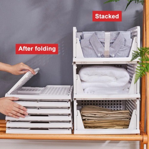 Stackable Organizer, 8 Pack Collapsible Plastic Wardrobe