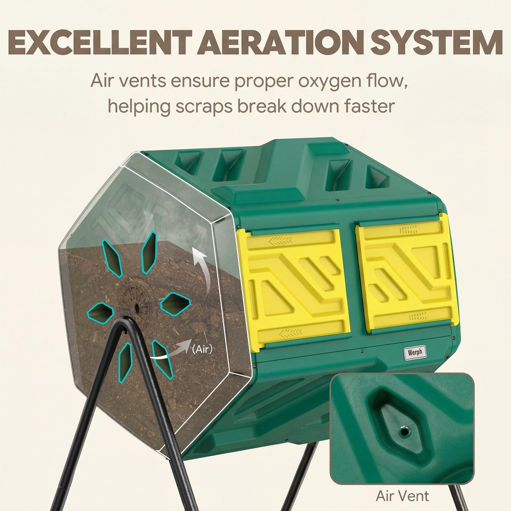 43 Gallon Compost Bin with Gloves, Fast Assembly & Easy Setup Outdoor Compost...