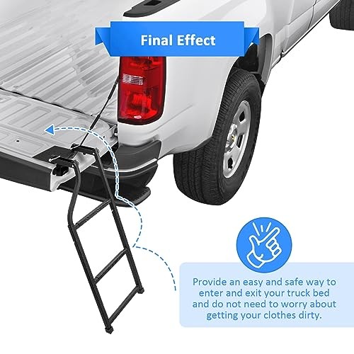 Universal Trucks Tailgate Ladder，Ladder Foldable & Height Adjustable for