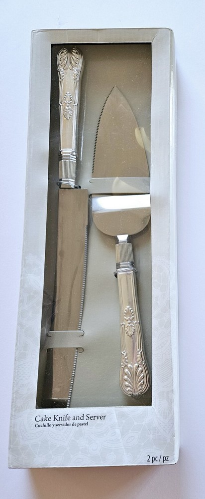Simplicity 2pc Cake Knife & Server Set NIB Wedding Special Occasion