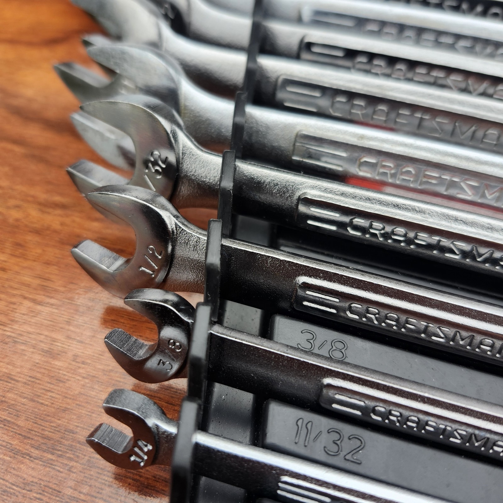 Craftsman SAE Double Open Wrench Set USA 1/4" to 1-1/8" - 10 Pcs Like New W Rail