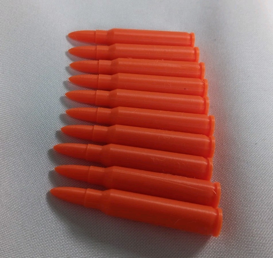 .223/5.56 NATO Solid Orange Dummy Training Rounds - 10 Pack Inert Snap Caps