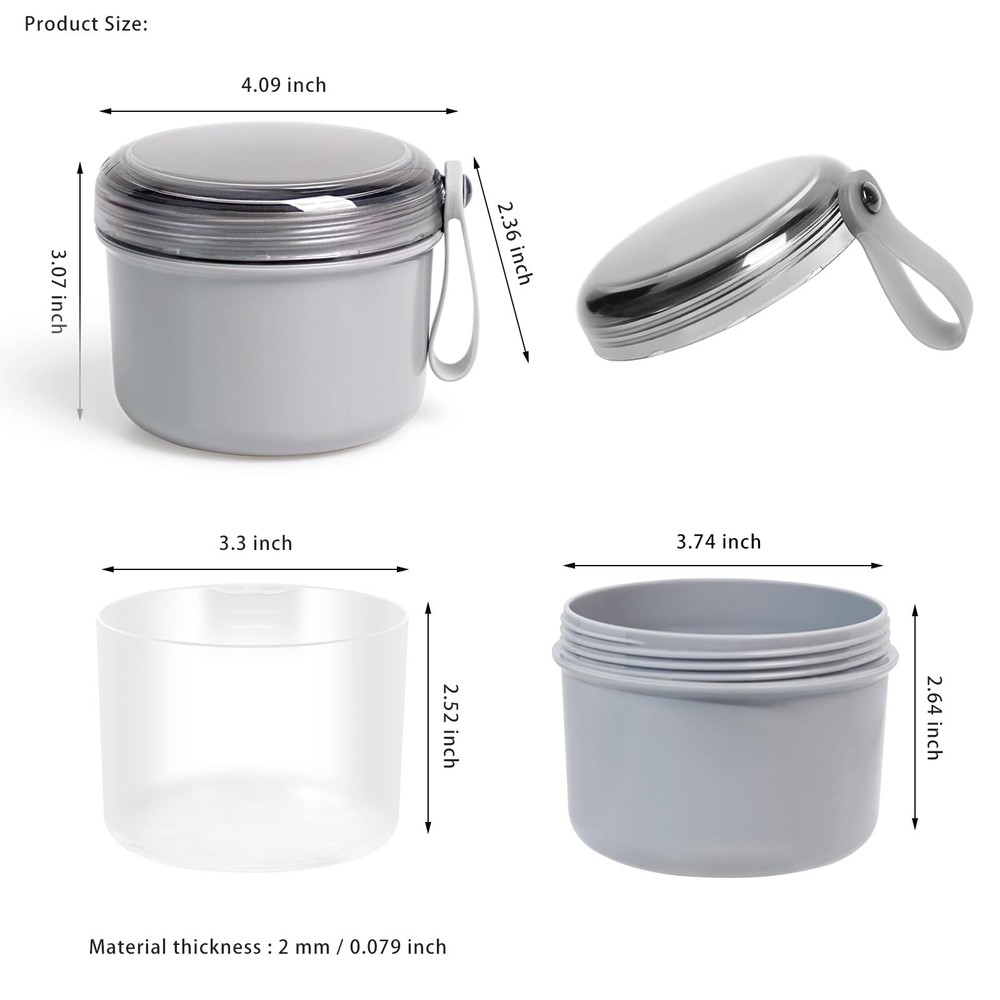 2023 Large Denture Bath Cup, No Leak Denture Case, Grey