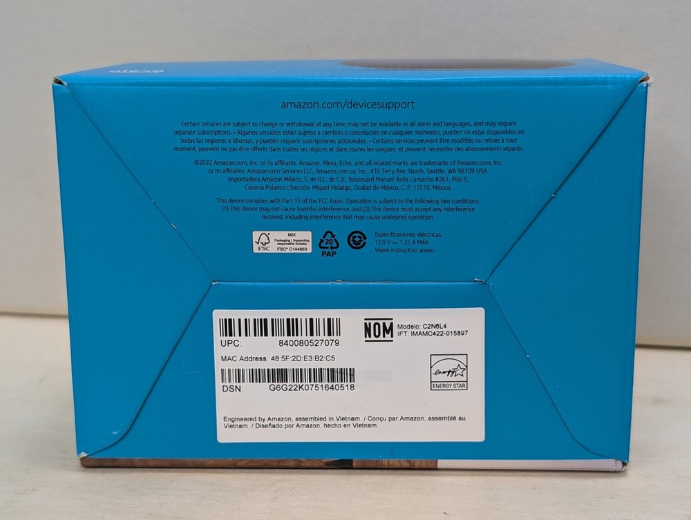 Amazon Echo Dot 5th Generation C2N6L4 Blue Bluetooth Smart Speaker With Alexa