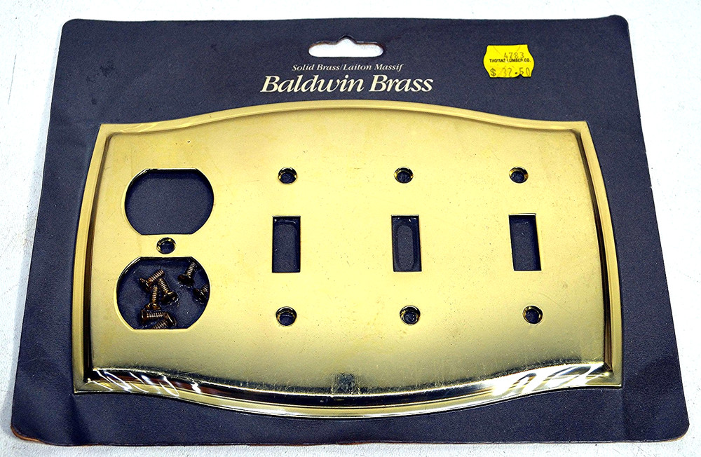 NOS Baldwin Brass Switch Plate 4783-030-CD  Vintage Solid Brass