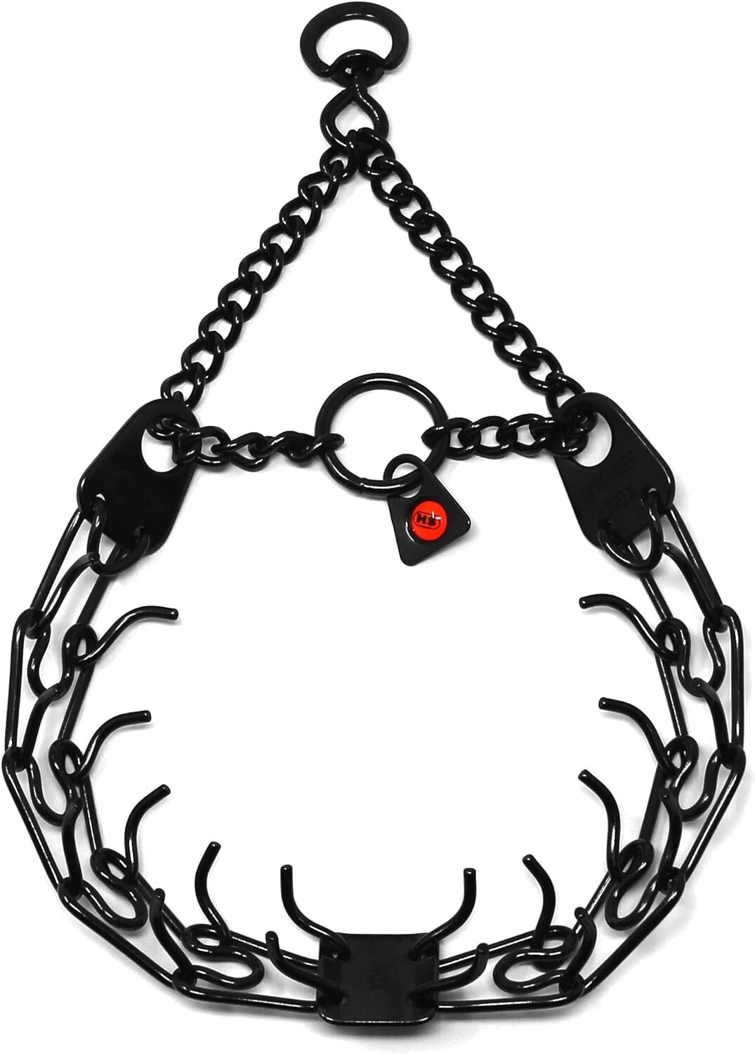 USED-Sprenger Black Stainless Steel Prong Dog Training Collar Swivel-2.25mmx16"