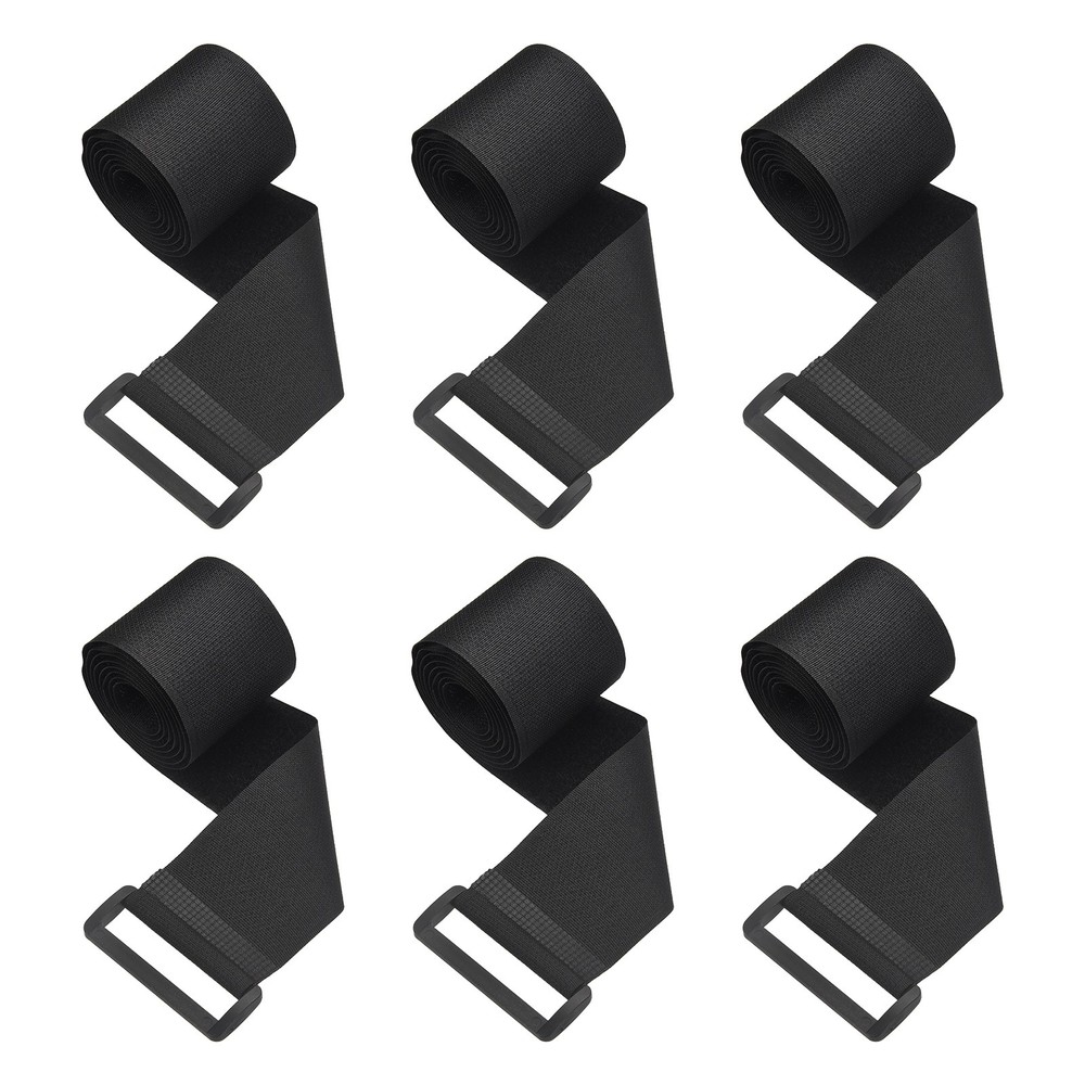 6pcs Reusable Cinch Straps 2"x31.5" Hook and Loop Cable Securing Straps, Black