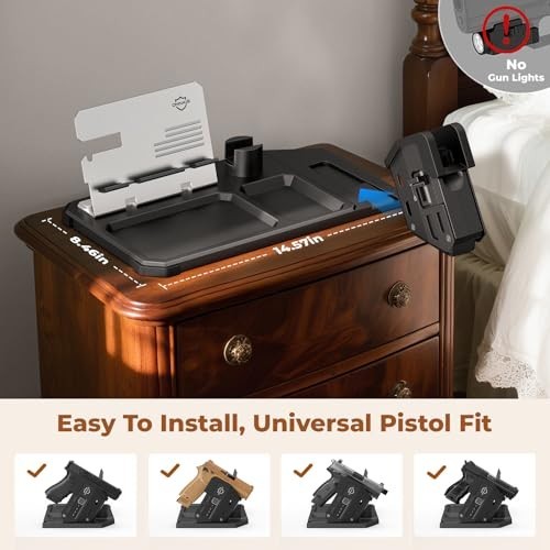 Detachable Quick-Access Gun Rack Trigger Lock - Handgun Safe & Organizer with Ph