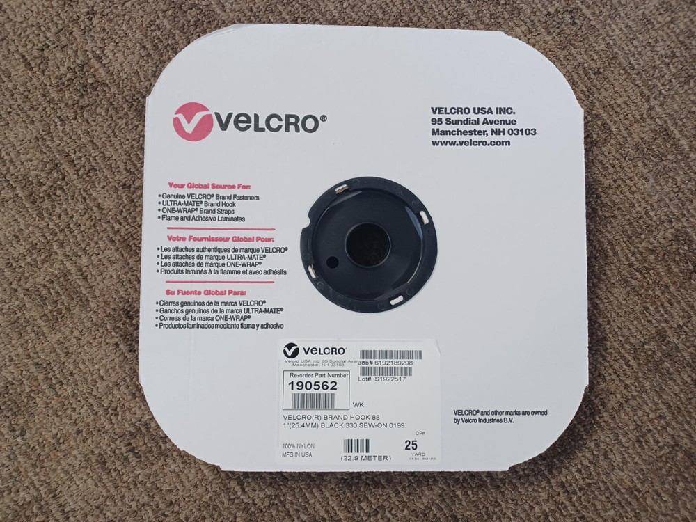 VELCRO® BRAND HOOK AND LOOP - Sew ON 1" Black .... Both Hook and Loop.. 25yds