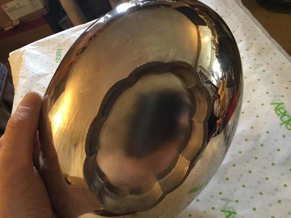 Silver plated oval shaped bowl