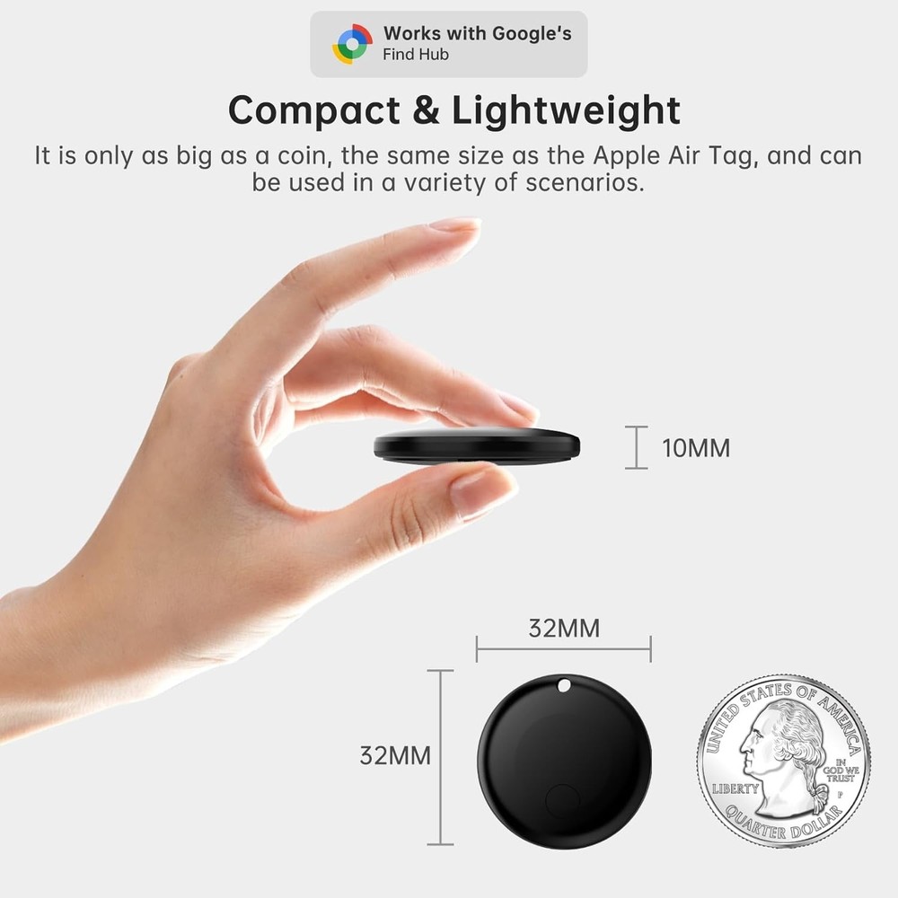 Compact Android Tracker Tag - 110dB Alerts, Waterproof, Ultra-Long Battery