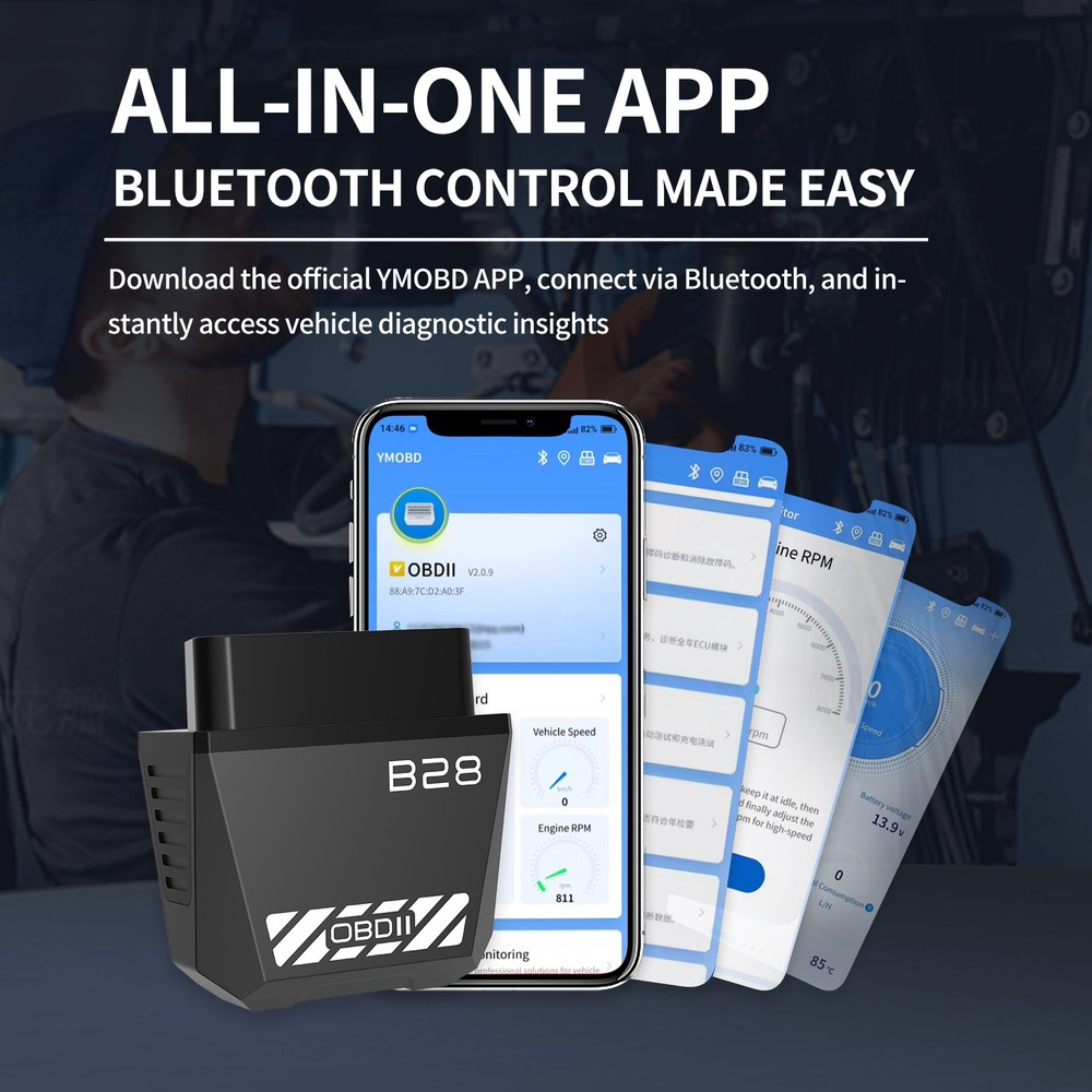 2026 Bluetooth Auto Diagnostic Tool OBDII Scanner Adapter OBD2 Code Tool