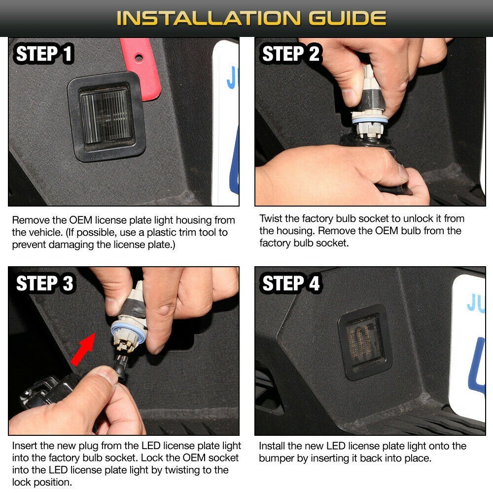 For Ford F150 2015-2022 White LED License Plate Light Bulbs Rear Assembly Lamps