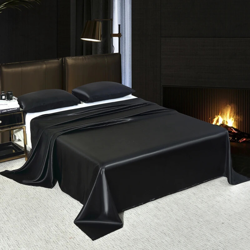 Luxury Bedsheet Solid Color Flat Sheet Soft Comfortable Satin Bedding Bed Sheet