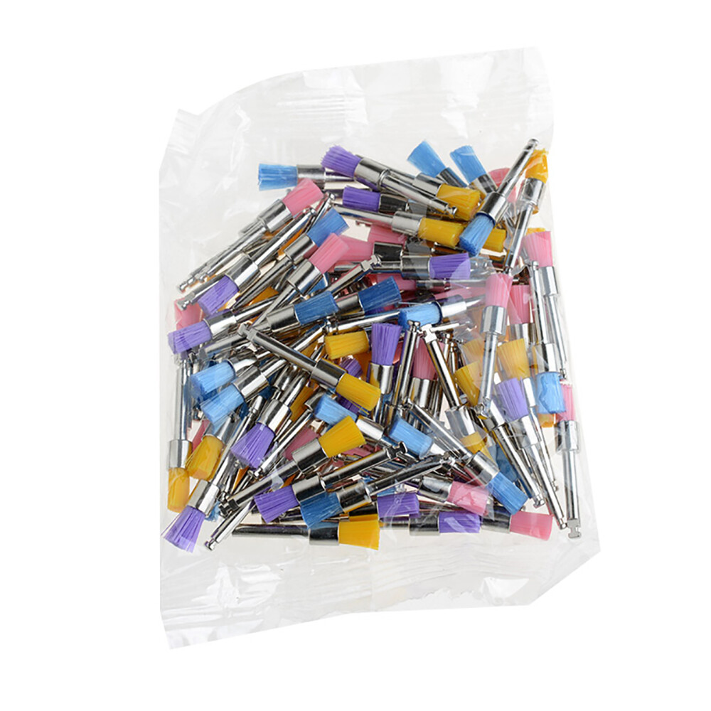 100pzas/pqt Tazón de Fuente de Nylon Colorido Dental Cepillo Profiláctico Pulido