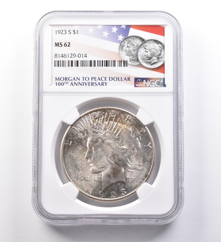 1923-S Peace Silver Dollar MS62 NGC *9658